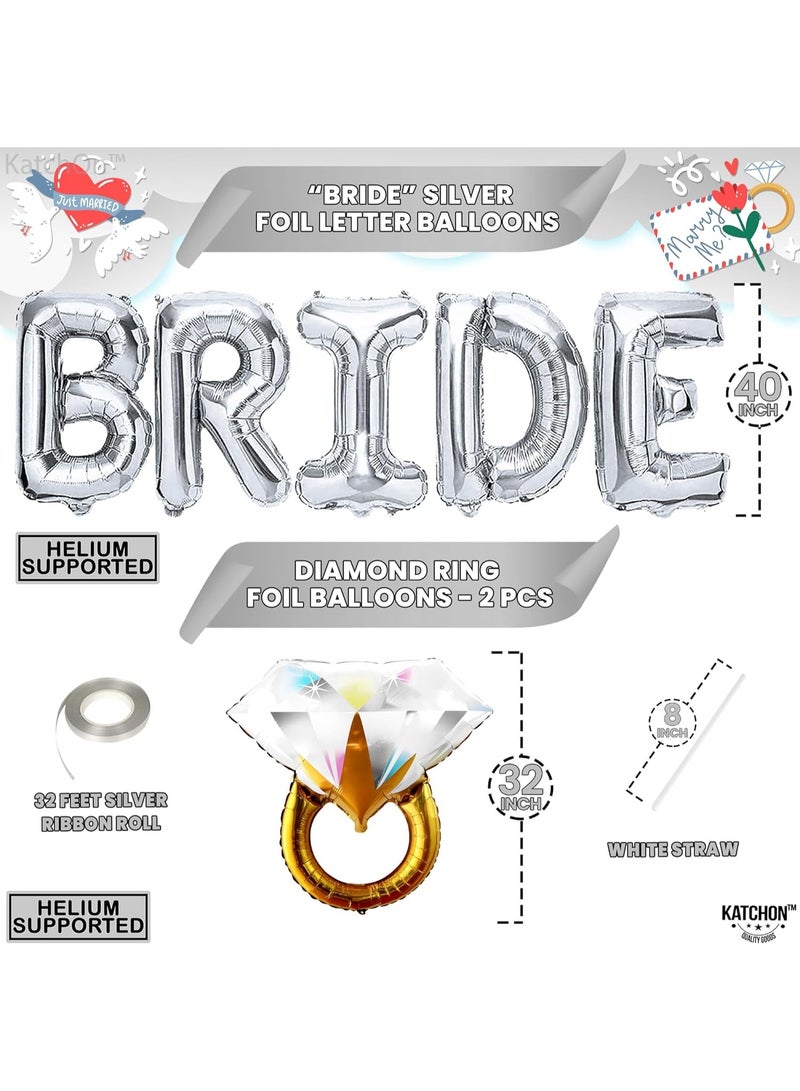 KATCHON Giant Silver Bride Balloons Bachelorette - 40 Inch | Bride Balloons Silver for Bachelorette Party Decorations | Bridal Shower Balloons for Bridal Shower Decorations | Bride Silver Balloons - Image 4